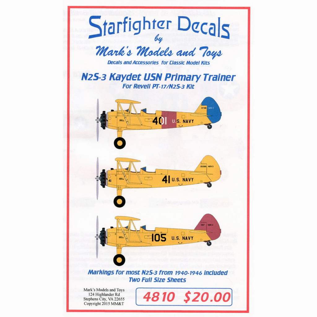 4810 N2S-3 ケイデット USN 練習機|飛行機用デカール|飛行機