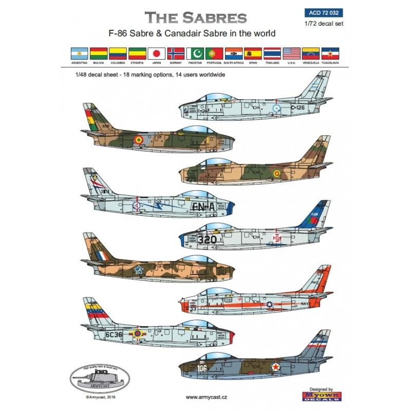 ACD72032 ノースアメリカン F-86 セイバー & カナディアンセイバー イン・ザ・ワールド|飛行機用デカール|飛行機