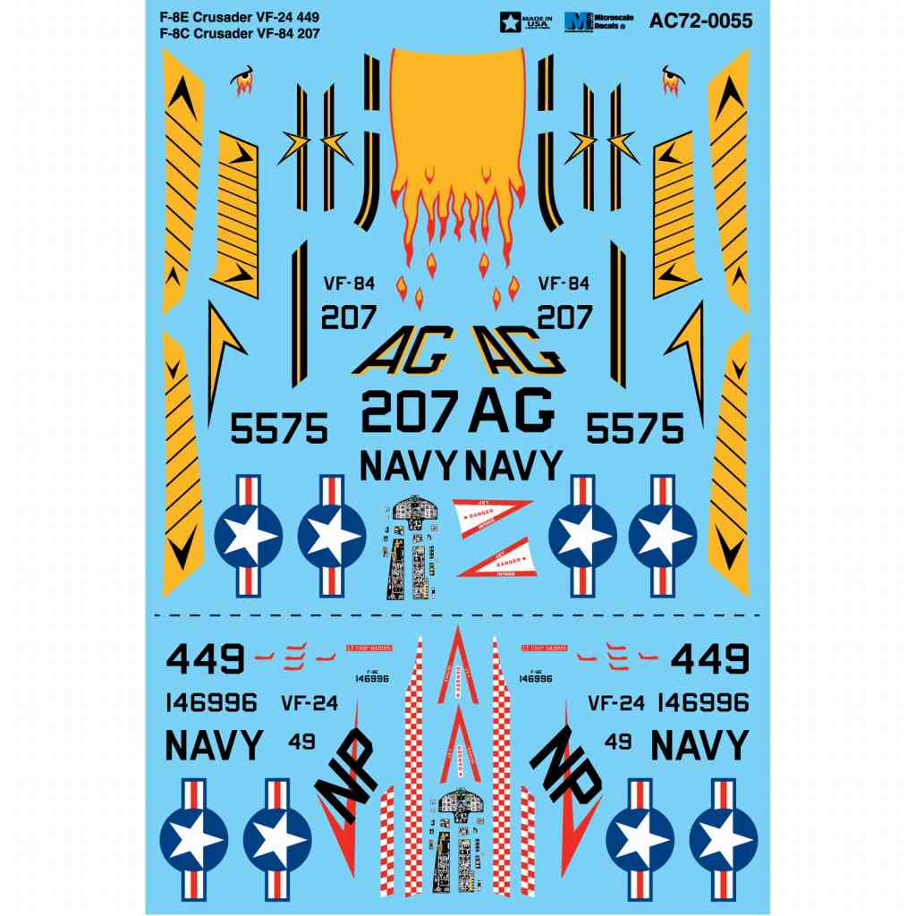 AC72-0055 F-8E クルセイダー VF-24 449/VF-84 207|飛行機用デカール|飛行機
