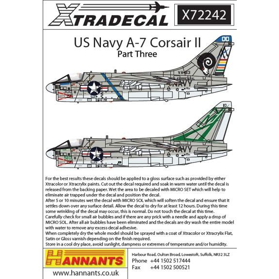 X72242 A-7 コルセアII Pt.3|飛行機用デカール|飛行機