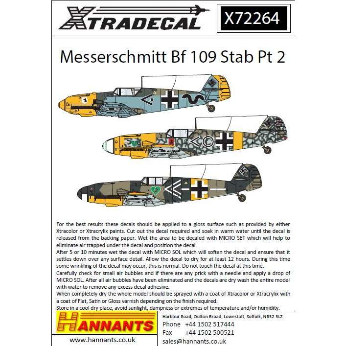 X72264 メッサーシュミット Bf109 Stab Pt.2 | エクストラデカール