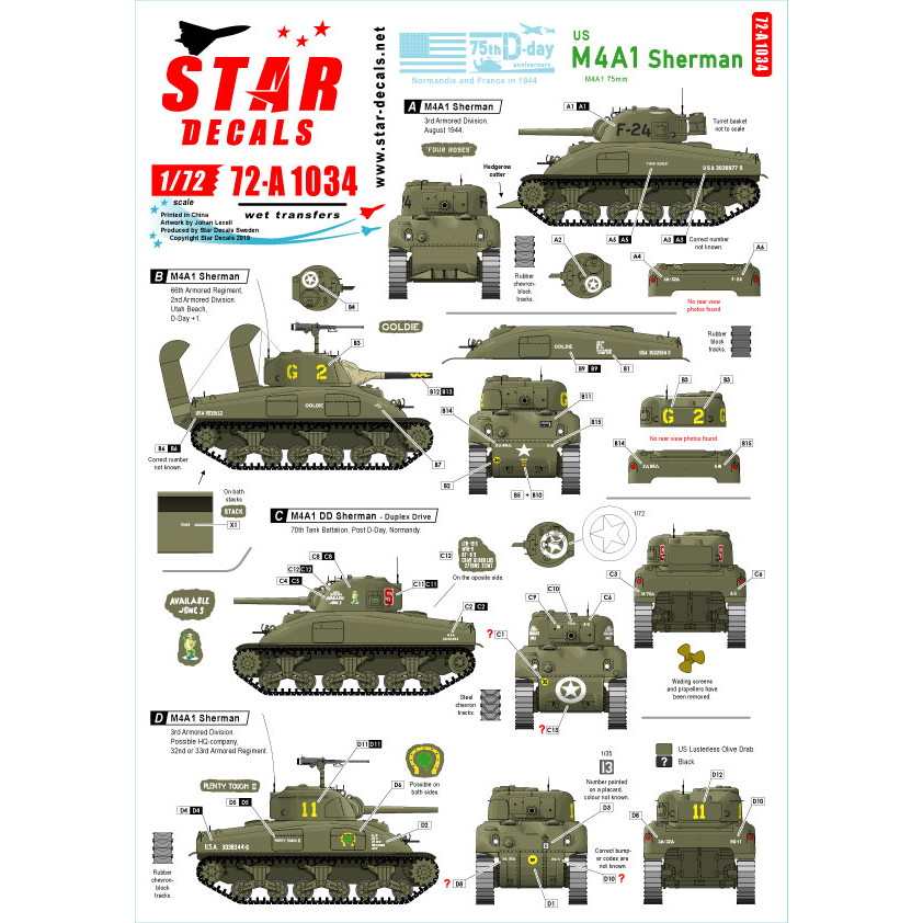 72-A1034 WWII 米 M4A1シャーマン D-デイ75周年スペシャル フランス