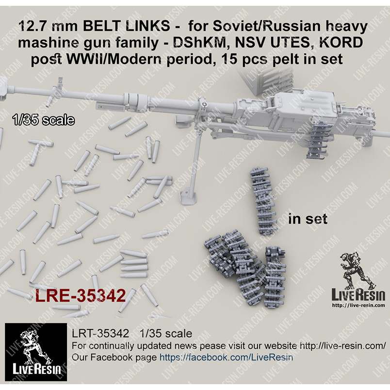 LRE-35342 12.7 mm BELT LINKS - for Soviet/Russian heavy mashine gun family - DShKM, NSV UTES, KORD - post WWII/Modern period, 80 pcs in set