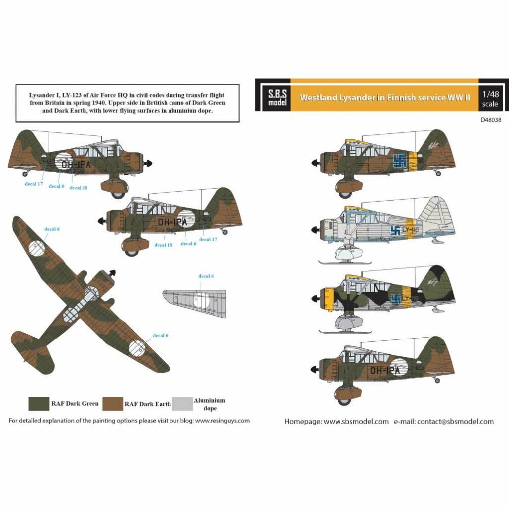 D48038 ウェストランド ライサンダー フィンランド軍 WWII|飛行機用デカール|飛行機