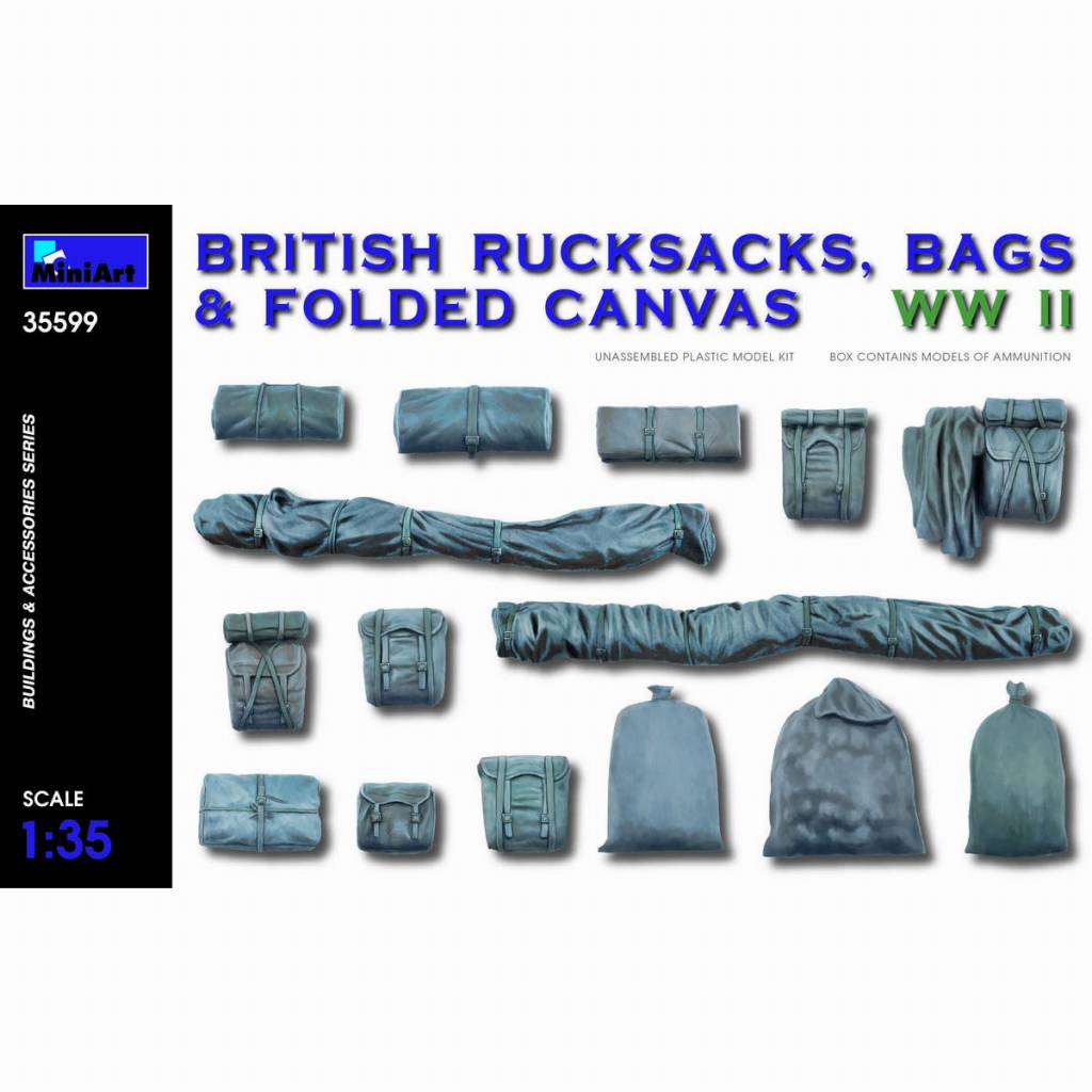 35599 イギリス軍用リュックサック、バッグ＆折り畳み式キャンバスWW2|建物／情景用パーツ|フィギュア
