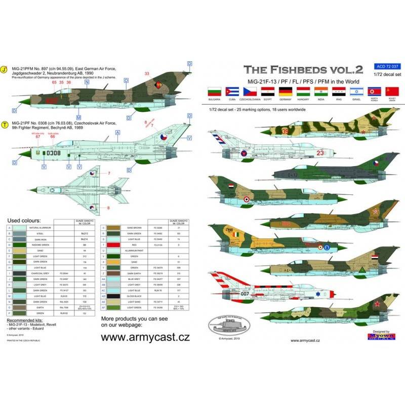 ACD72037 ミグ MiG-21F-13/PF/FL/PFS/PFM フィッシュベッド イン・ザ・ワールド Vol.2|飛行機用デカール|飛行機