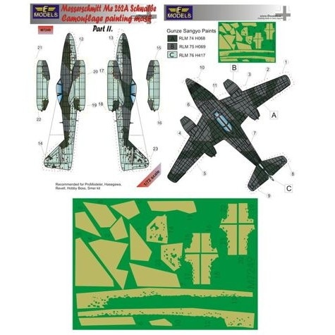M7249 メッサーシュミット Me262A シュワルベ 迷彩塗装マスキング