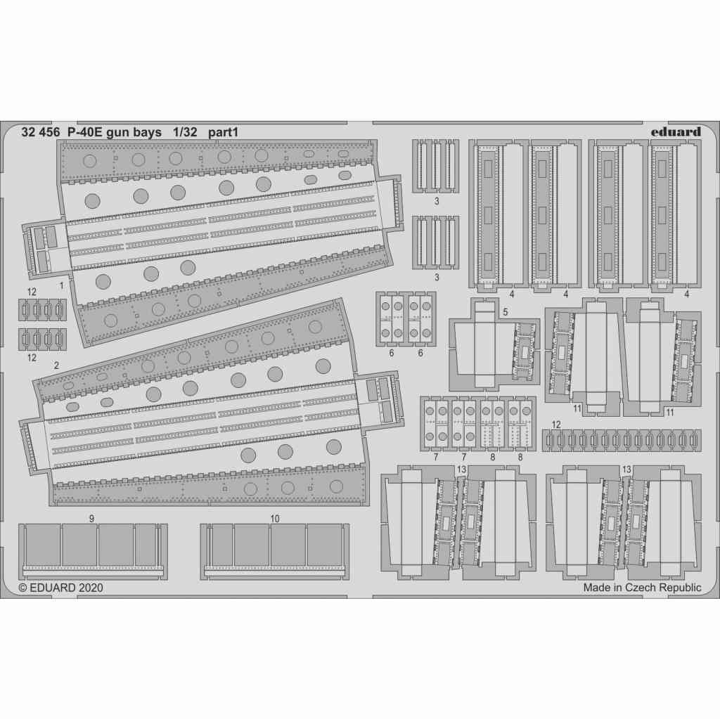 32456 カーチス P-40E ウォーホーク ガンベイ エッチングパーツ (トランぺッター用)|飛行機用パーツ|飛行機