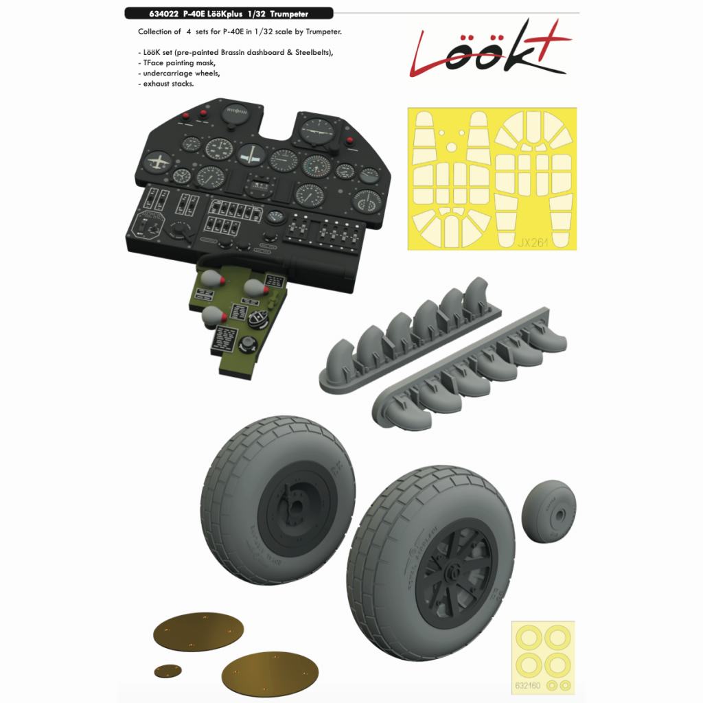 ルックプラス634022 1/32 カーチス P-40E ウォーホーク 「ルックプラス」計器盤 w/パーツセット|飛行機用パーツ|飛行機