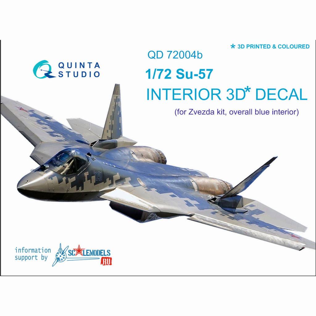 QD72004g 1/72 スホーイ Su-57 フェロン 内装3Dデカール (グレー) (ズべズダ用)|飛行機用パーツ|飛行機