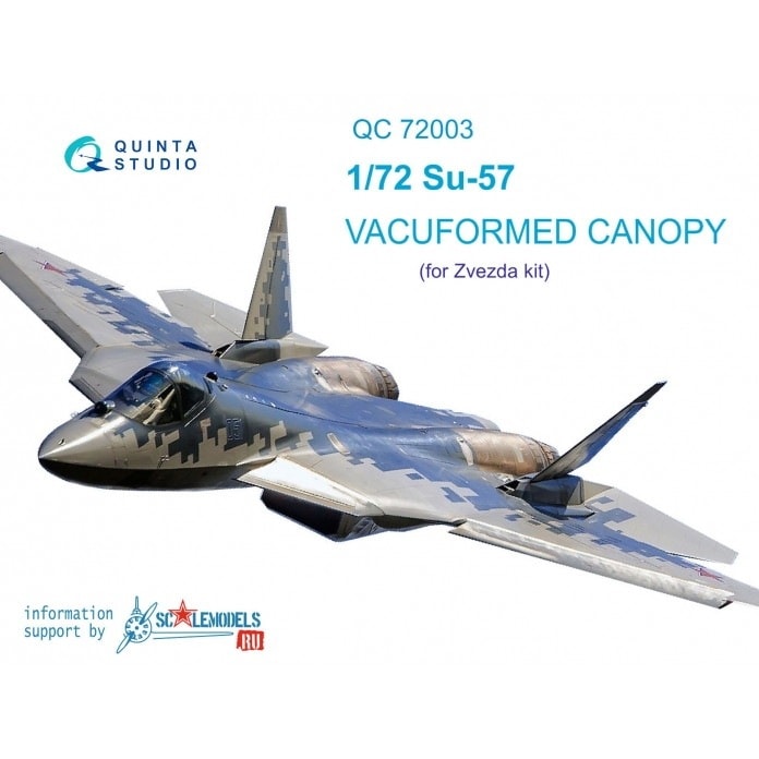 QC72003 1/72 スホーイ Su-57 フェロン バキュームキャノピー (ズベズダ用)|飛行機用パーツ|飛行機