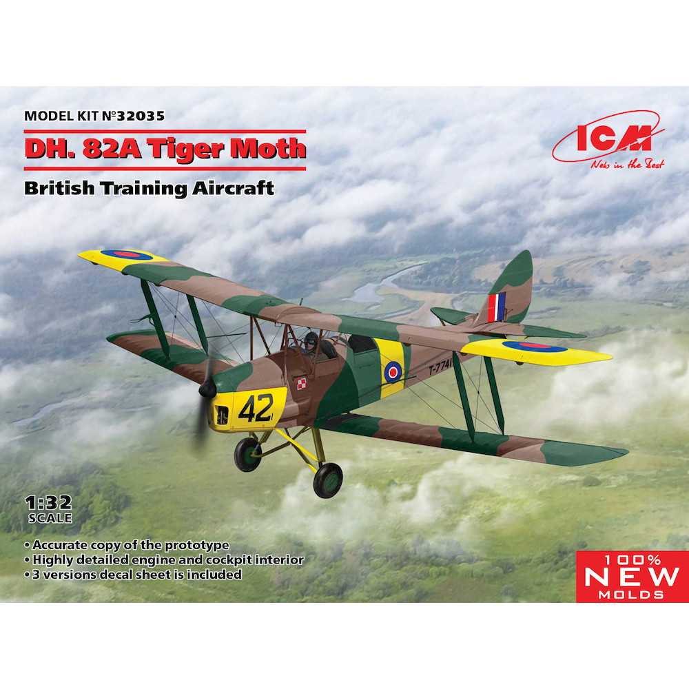 32035 イギリス空軍 デ・ハビランド D.H82A タイガーモス|第二次大戦の飛行機モデル|飛行機