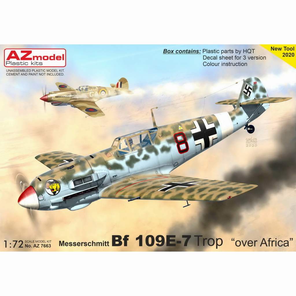 AZ7663 メッサーシュミット Bf109E-7 アフリカ上空|第二次大戦の飛行機モデル|飛行機