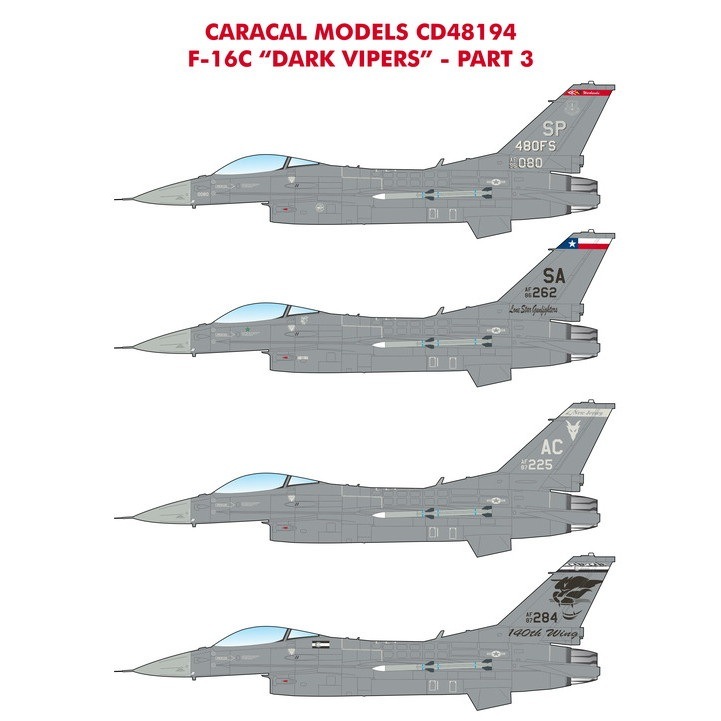 48194 ジェネラル・ダイナミクス F-16C ファイティングファルコン ダーク・ヴァイパーズ Pt.3|飛行機用デカール|飛行機