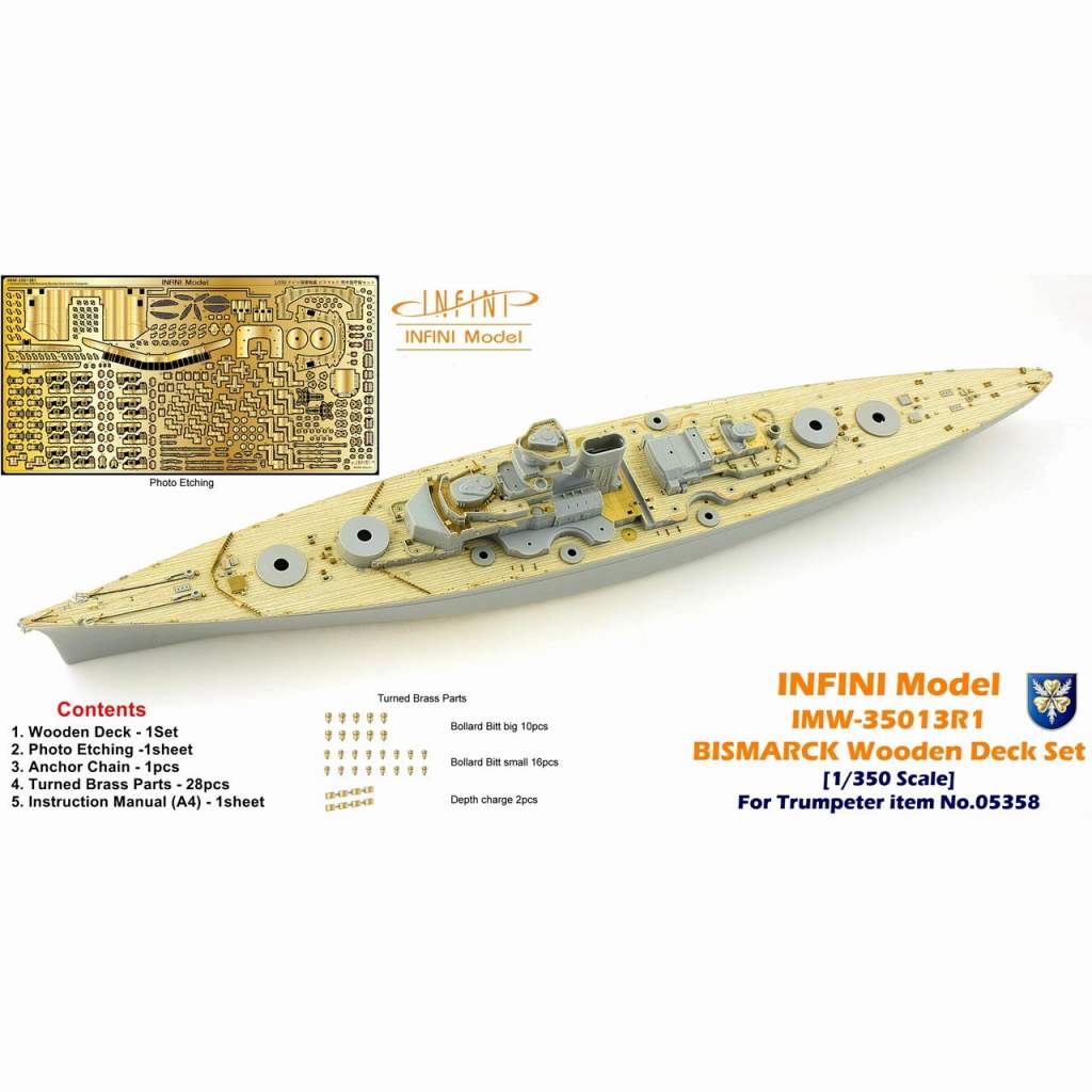 IM-535013R1 ドイツ海軍 戦艦 ビスマルク用木製甲板セット（TR社用）|艦船用パーツ|艦船
