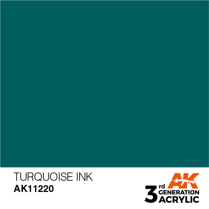 AK11220 ターコイズインク 【AKアクリル3G (サードジェネレーション)】|塗料|ツール＆マテリアル
