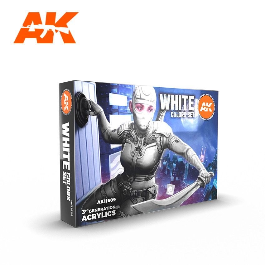 【再入荷】AK11609 ホワイトカラーズ6色セット 【AKアクリル3G (サードジェネレーション)】|塗料|ツール＆マテリアル