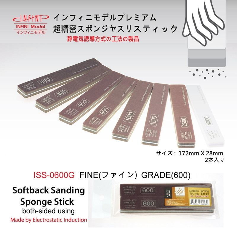 ISS-0600G スポンジやすりスティック600番（2本入り）|工具|ツール＆マテリアル