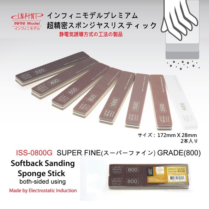 ISS-0800G スポンジやすりスティック800番（2本入り）|工具|ツール＆マテリアル