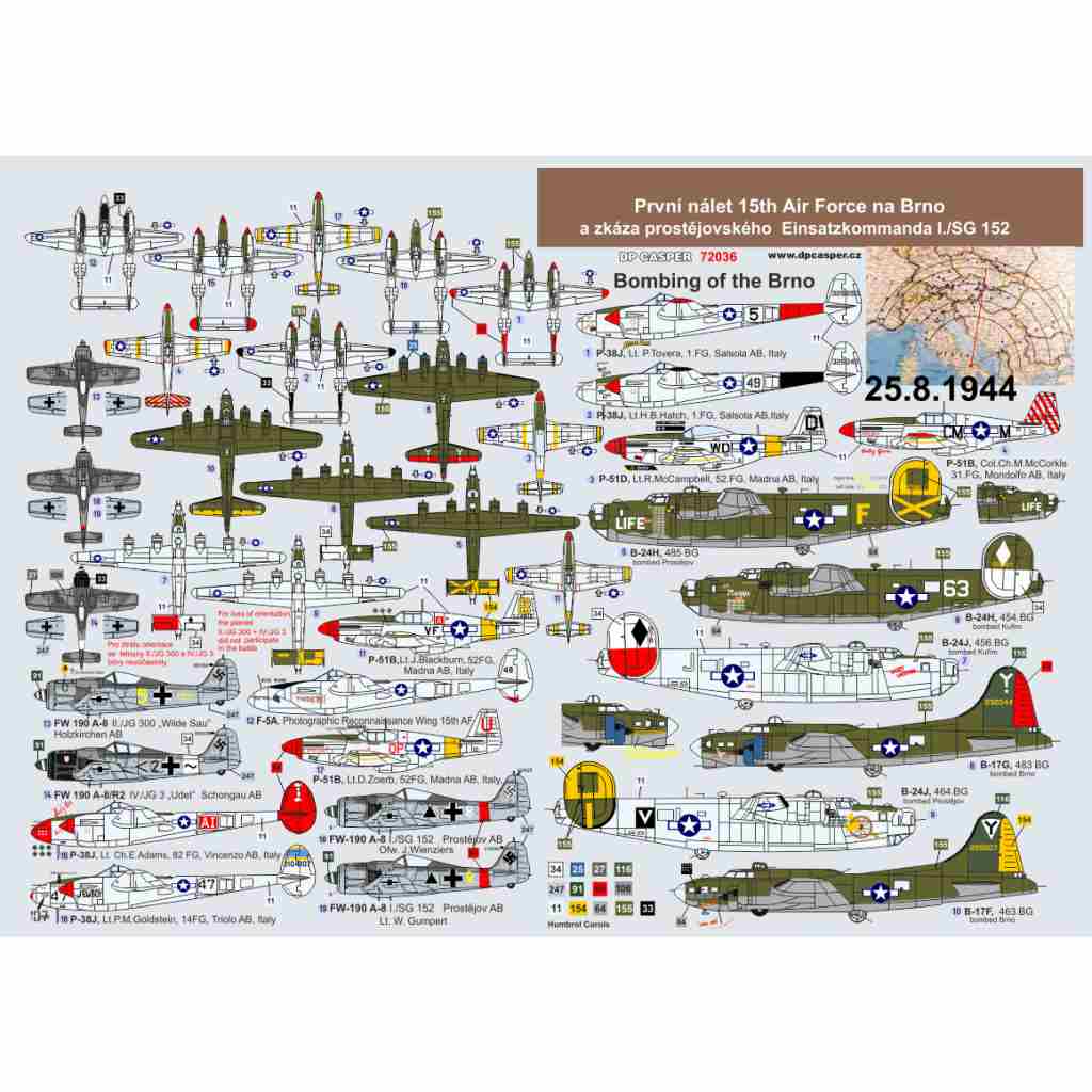 72036 WWII チェコ ブルノ大空襲 1944年8月25日|飛行機用デカール|飛行機