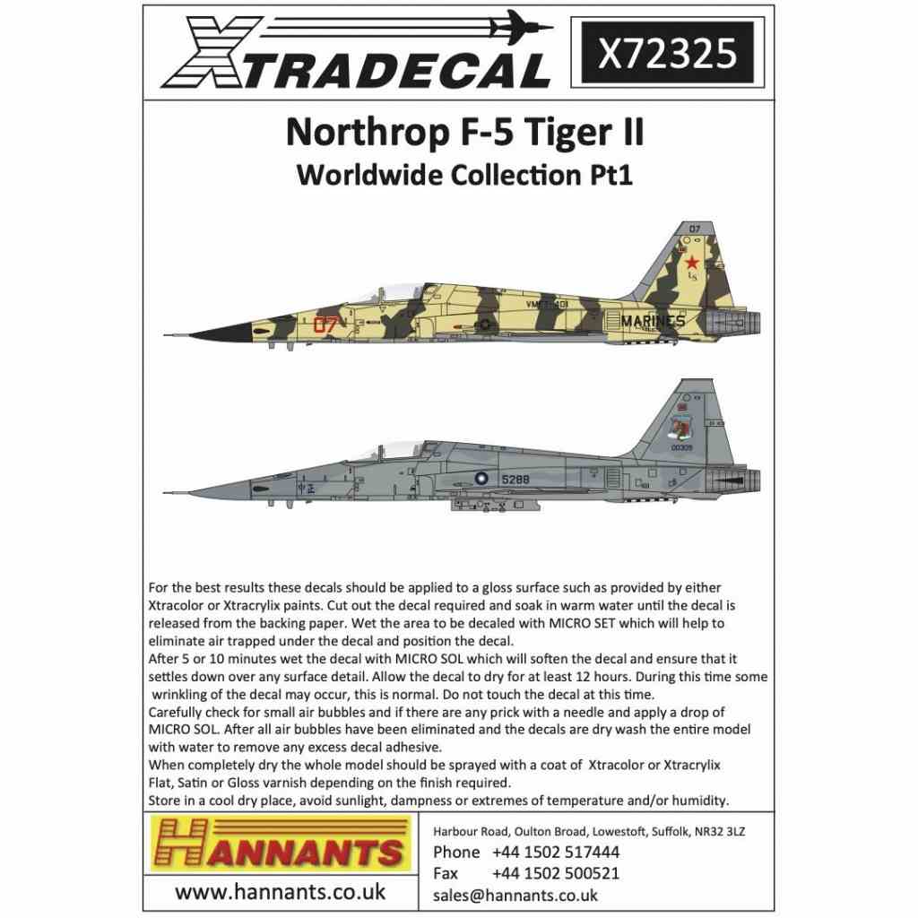 X72325 ノースロップ F-5 タイガーII ワールドワイドコレクション Pt.1|飛行機用デカール|飛行機