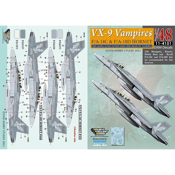 11-4151 1/48 アメリカ海軍 F/A-18C & F/A-18D ホーネット VX-9 ヴァンパイヤーズ バリューパック|飛行機用デカール|飛行機