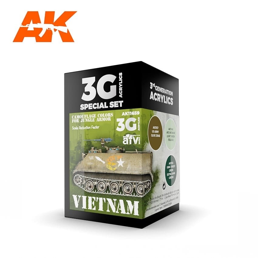 【再入荷】AK11659 ベトナム戦争カラー3色セット (17mlx3本) 【AKアクリル3G (サードジェネレーション)】|塗料|ツール＆マテリアル