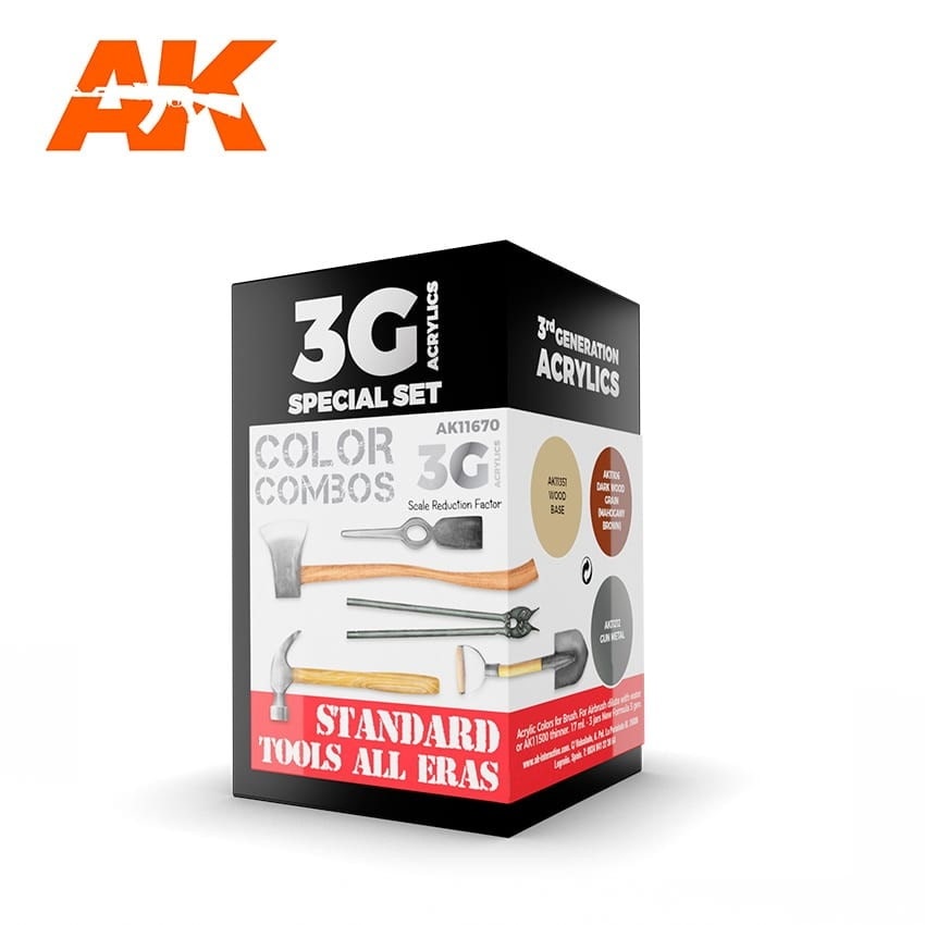 【再入荷】AK11670 ツールカラー3色セット (17mlx3本) 【AKアクリル3G (サードジェネレーション)】|塗料|ツール＆マテリアル
