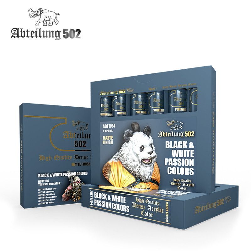 ABT1164 ブラックアンドホワイトパッションカラー6色セット 【デンスカラー 高密度アクリル絵の具】|塗料|ツール＆マテリアル