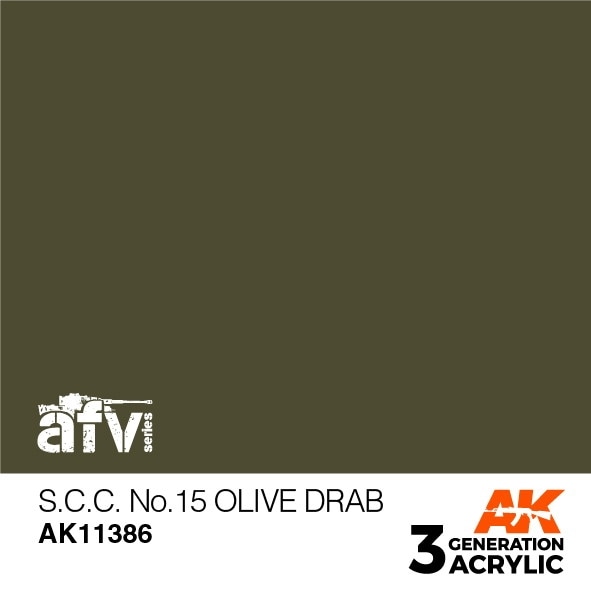 【再入荷】AK11386 SCC No.15 オリーブドラブ 【AKアクリル3G (サードジェネレーション)】|塗料|ツール＆マテリアル