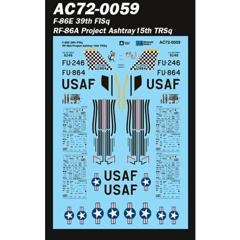 【再入荷】AC72-0059 F-86E/RF-86A セイバー|飛行機用デカール|飛行機