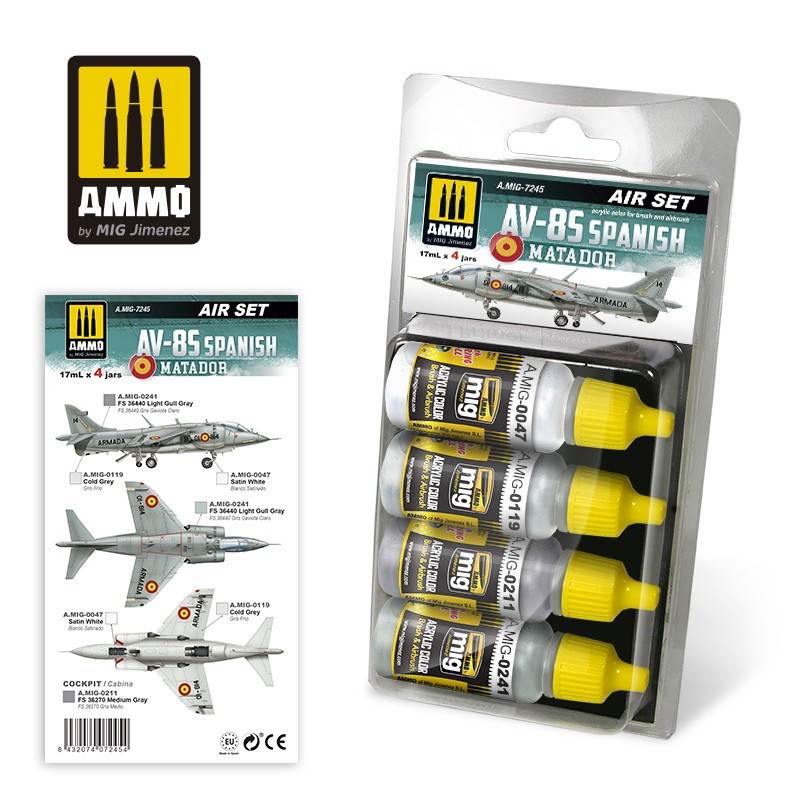 限界値下げ価格‼️エフトイズ、カフェレオ✨ハリアー、フランカー、等✨８機体中古 A.MIG-7245 スペイン空軍 AV-8S マタドール用カラーセット