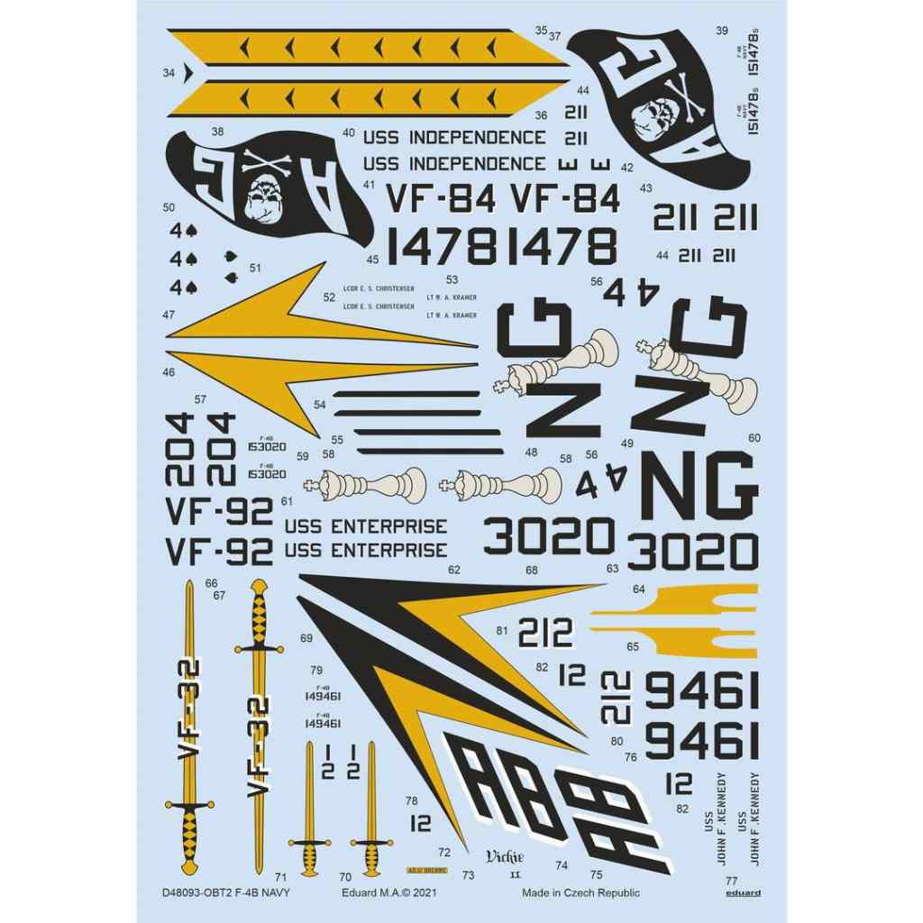 【再入荷】D48093 1/48 マクドネル・ダグラス F-4B ファントムII 米海軍デカール (タミヤ用)|飛行機用デカール|飛行機