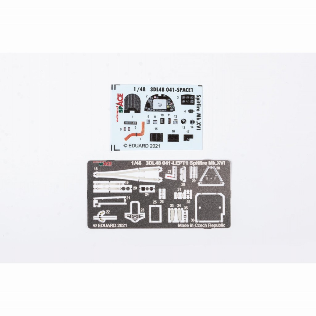 3DL48041 1/48 スーパーマリン スピットファイア Mk.XVI  「スペース」内装3Dデカール w/エッチングパーツセット (エデュアルド用)|飛行機用パーツ|飛行機