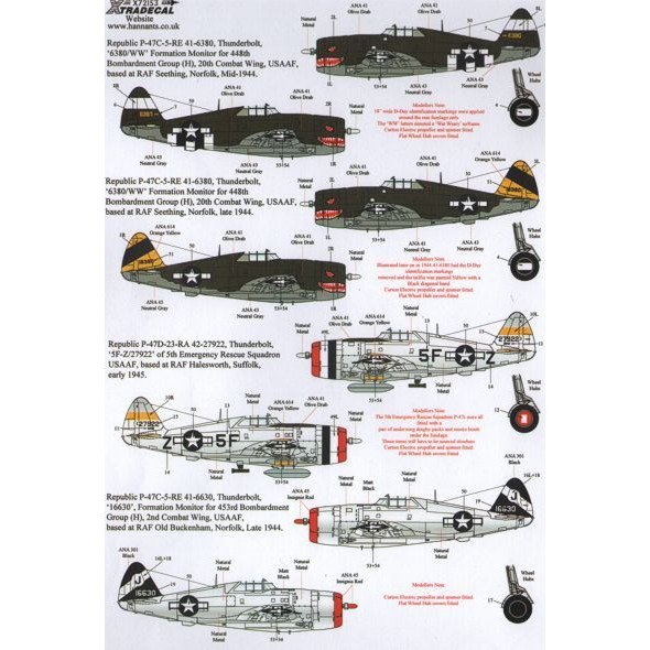 アクセサリー P47 X72153 P-47D サンダーボルト | エクストラデカール XTRADECAL