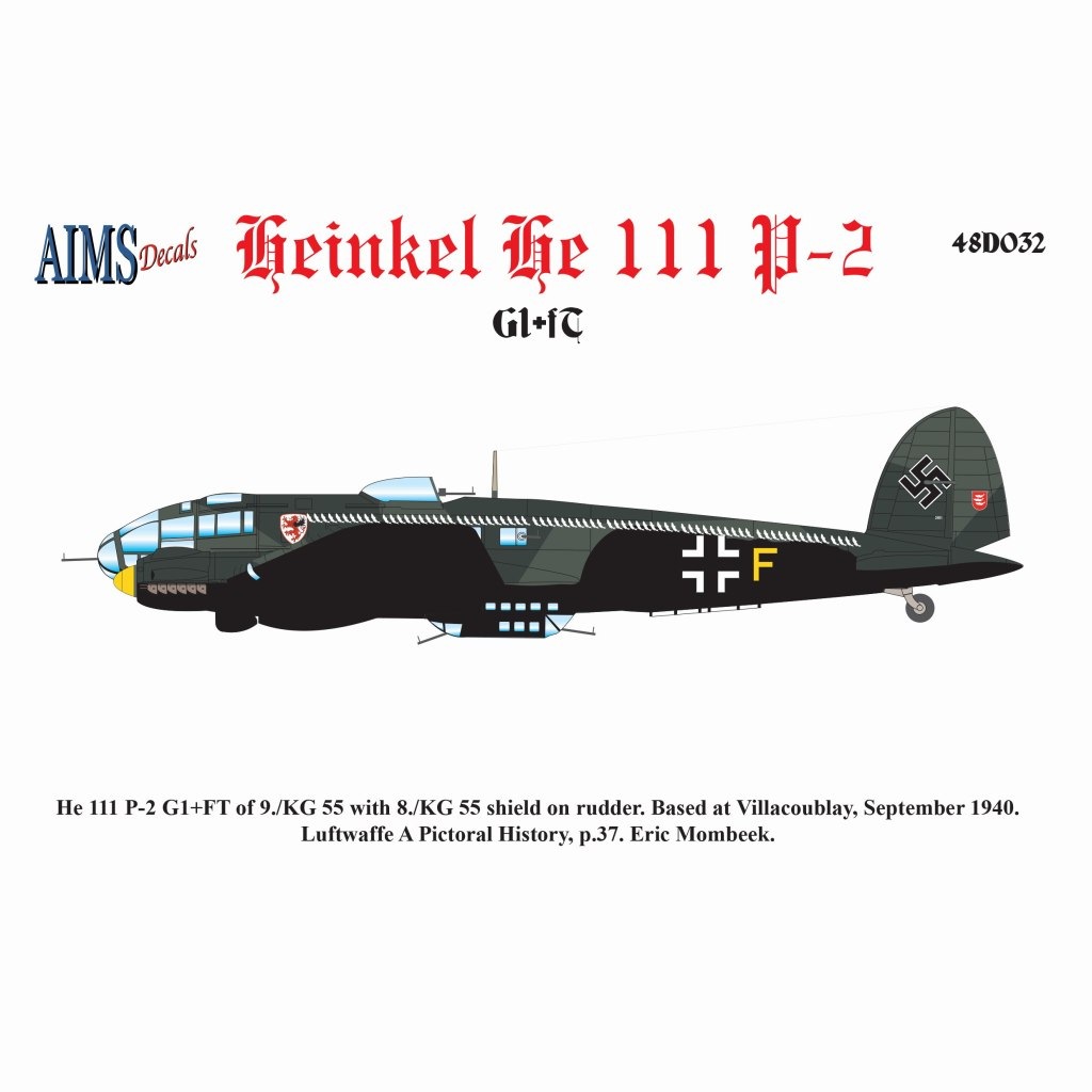 48D032 ハインケル He111P-2 1940年4月|飛行機用デカール|飛行機