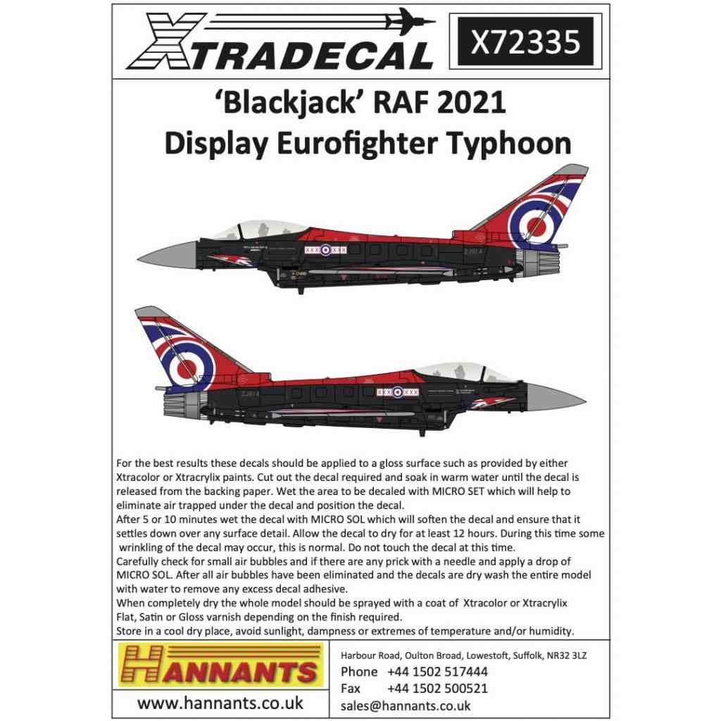 X72335 ユーロファイター タイフーン FGR.4 ブラックジャック 2021|飛行機用デカール|飛行機