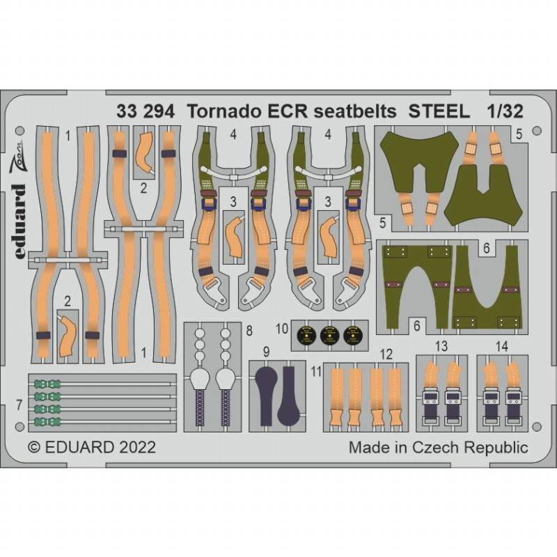 33294 塗装済 1/32 トーネード ECRシートベルト (ステンレス製) (イタレリ用)|飛行機用パーツ|飛行機