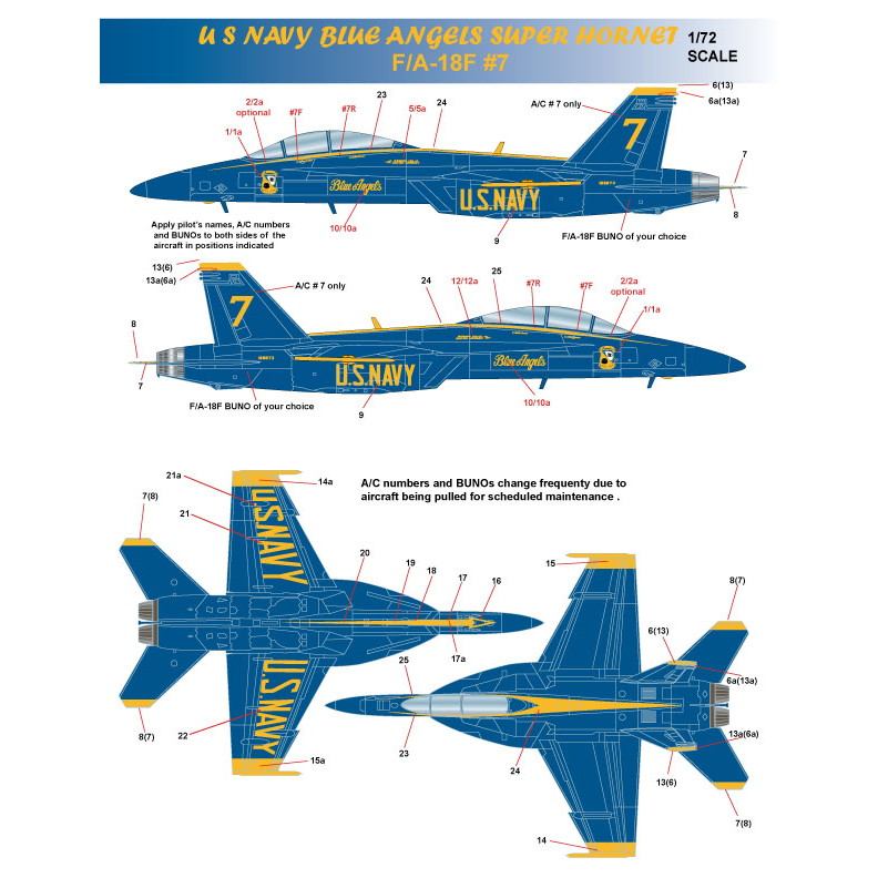 72-056 米海軍 ブルーエンジェルス F/A-18E/F スーパーホーネット 2021|飛行機用デカール|飛行機