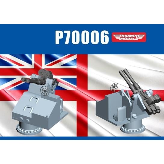 P70006 WWII 英海軍 エリコンMk.V 20mm連装機関砲 精密3Dプリント