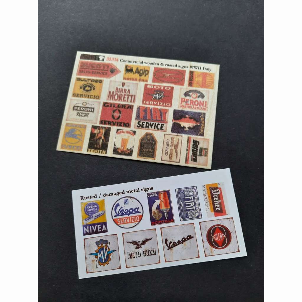 35314 1/35 WWII イタリア商用ポスターシート&木製商業看板|建物／情景用パーツ|フィギュア