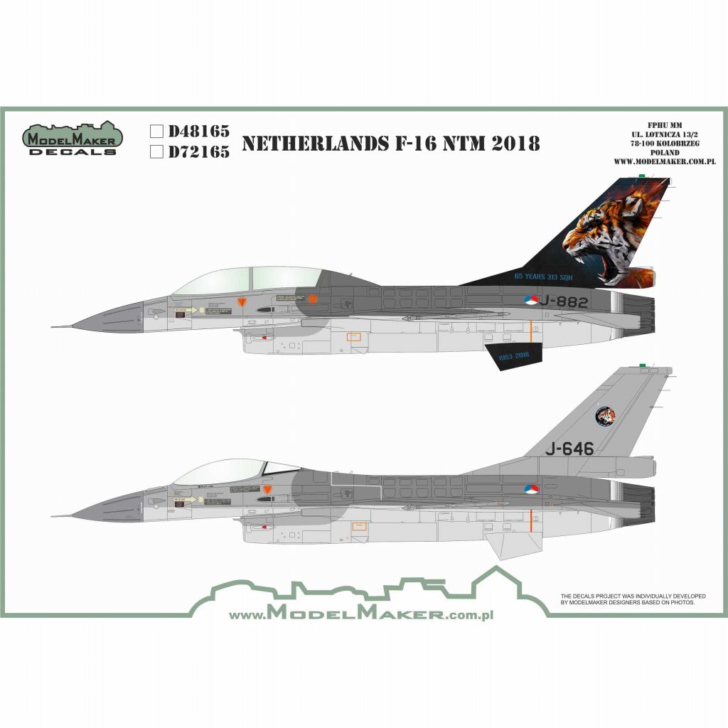 モデルメーカーデカール D48165 オランダ F-16 NTM 2018 | 各社