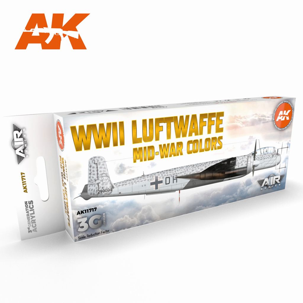 【再入荷】AK11717 ドイツ空軍航空機カラー8色セットWWII 中期【AKアクリル3G (サードジェネレーション)】|塗料|ツール＆マテリアル