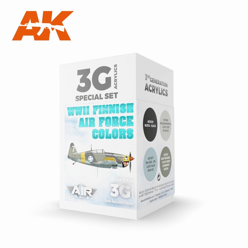 【再入荷】AK11739 WWII フィンランド空軍カラー4色セット【AKアクリル3G (サードジェネレーション)】|塗料|ツール＆マテリアル