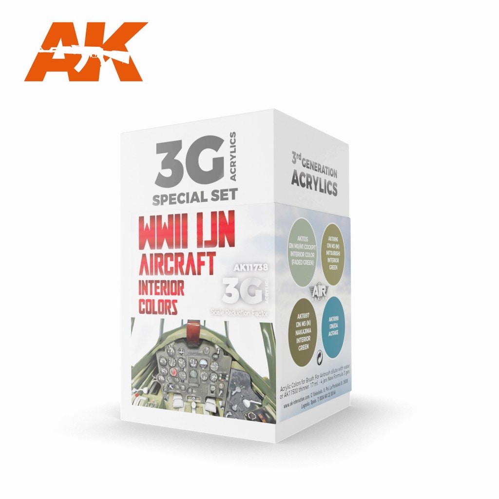 AK11738 WWII 日本海軍機機インテリアカラー4色セット【AKアクリル3G (サードジェネレーション)】|塗料|ツール＆マテリアル