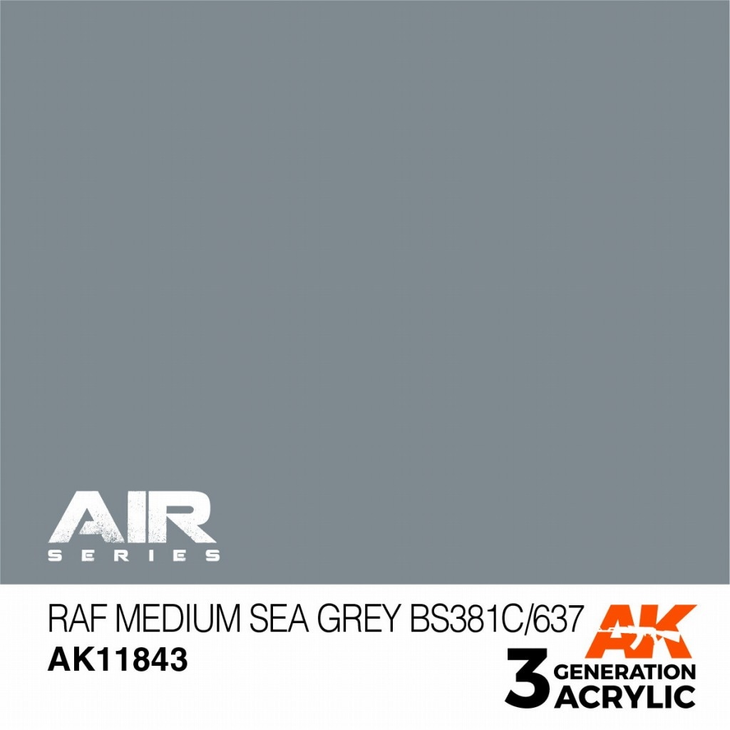 AK11843 RAFミディアムシーグレイBS381C/637 【AKアクリル3G AIR (サードジェネレーション)】|塗料|ツール＆マテリアル