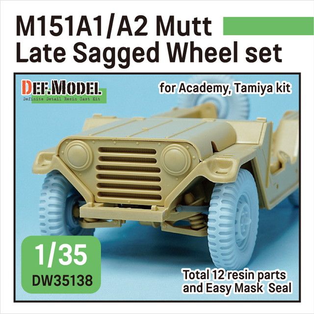 DW35138 現用 アメリカ フォード M151A1/A2 マット ケネディジープ 自重変形タイヤセット|AFV用パーツ|AFV