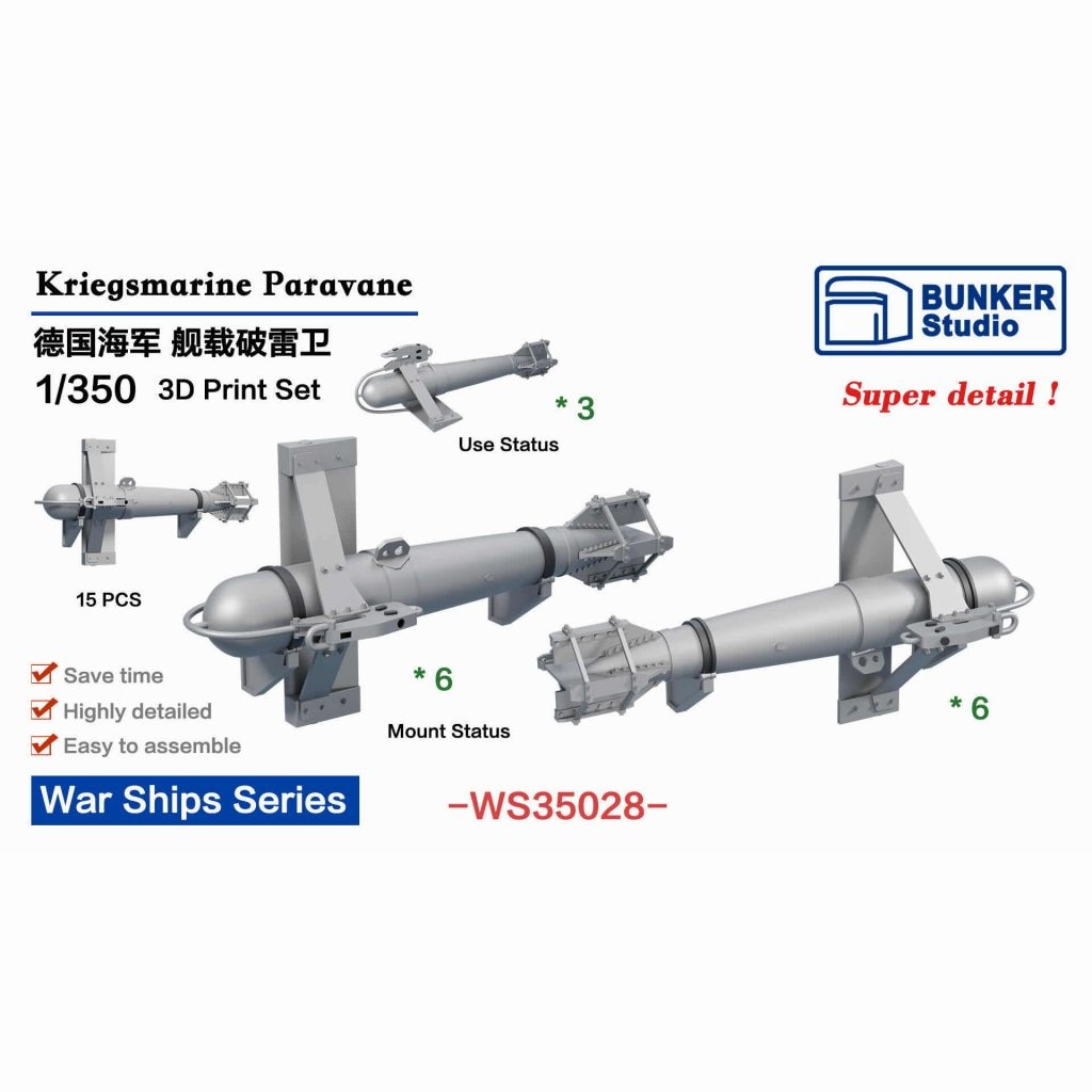【再入荷】WS35028 WWII 独海軍 防雷具セット【ネコポス規格外】|艦船用パーツ|艦船