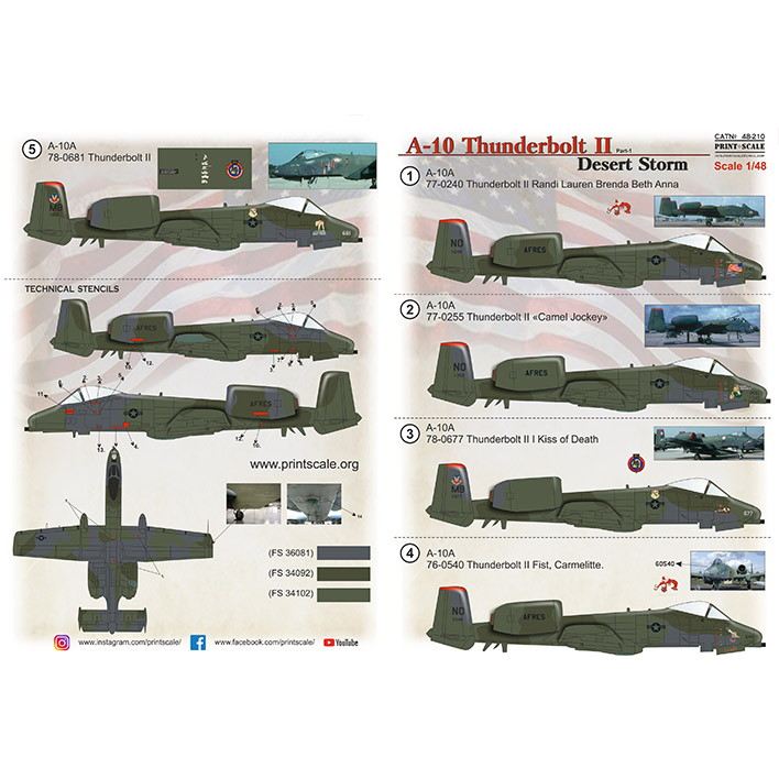 48210 フェアチャイルド A-10 サンダーボルトII デザートストーム Pt.1|飛行機用デカール|飛行機