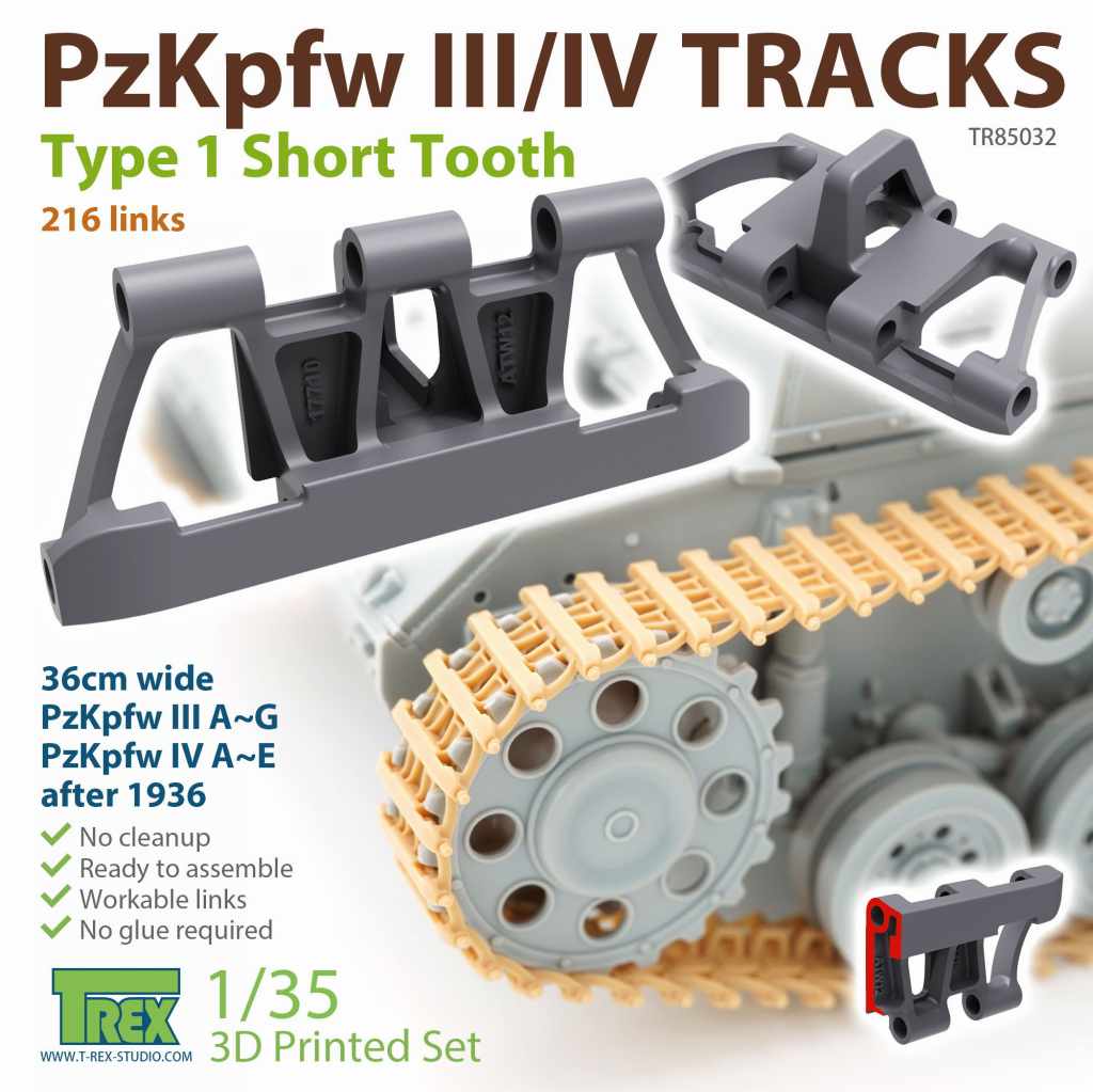 TR85032 1/35 III/IV号戦車用可動式履帯Type.1 ショートトゥースリグ|AFV用パーツ|AFV